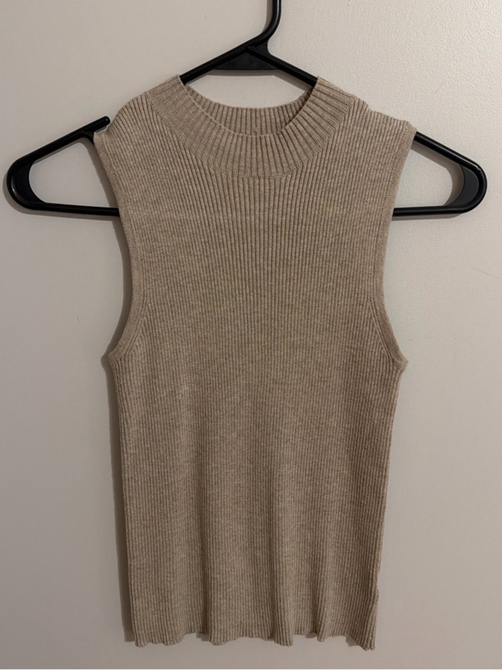 Ambiance Ribbed High-Neck Tank in Taupe
